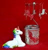 Geschenkset Einhornfigur mit Glaskarrussell-Windlicht