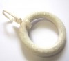 3 Stück Holz Ringe mit Faltenhaken Weiß lasiert Ø 28 mm