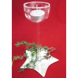 Teelichtglas mit Sternenschliff, Glasklar ca. 20 cm hoch